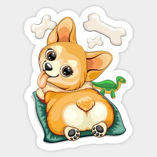 Corgi Pet Dog Playful Cartoon Character Sticker